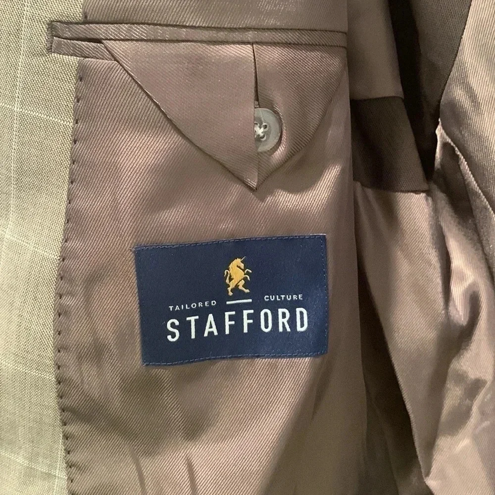 Stafford Men’s Blazer 50R Classic Fit Windowpane NWT